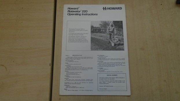 Westlake Plough Parts – Howard Rotavator 220 Operating Instructions 