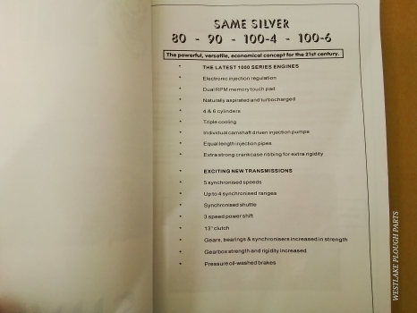 Westlake Plough Parts – Same Silver 80 90 100 4 100 6 Tractor Sales Brochure 