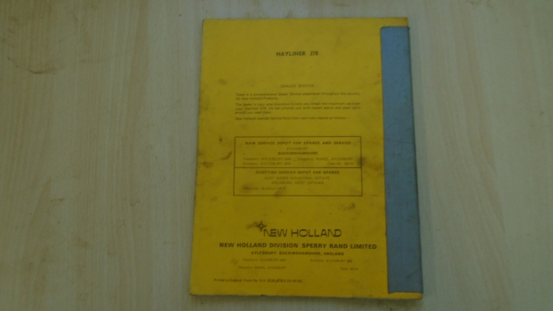 Westlake Plough Parts – New Holland Hayliner 278 Baler Service Parts Catalogue 