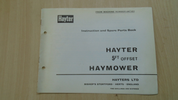 Westlake Plough Parts – Hayter Haymower 5 Foot Offset Instructions & Parts Book 