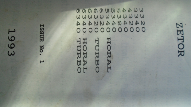 Westlake Plough Parts – Zetor Tractor 3320 - 6340 Parts Book 1993 