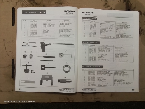Westlake Plough Parts – Honda Shop Manual GV100 