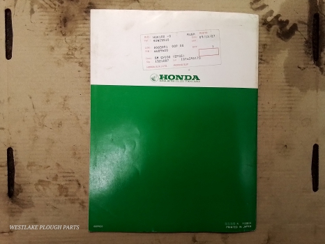 Westlake Plough Parts – Honda Shop Manual GV100 