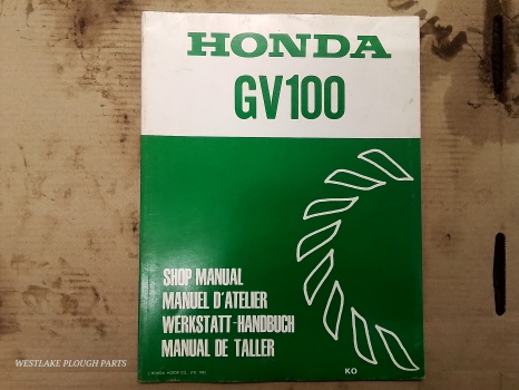 Westlake Plough Parts – Honda Shop Manual GV100 