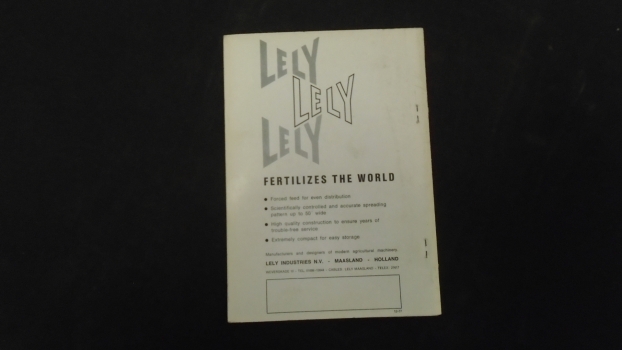 Westlake Plough Parts – Lely Fertilizer Broadcaster Type L1250 Manual And Parts List 