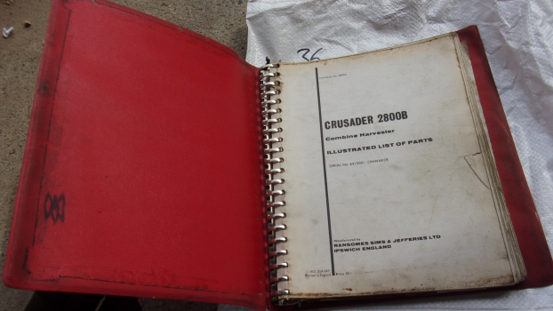Westlake Plough Parts – Ransomes Combine Harvester Crusader 2800b List Of Parts Folder 