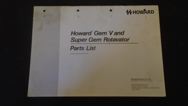 Westlake Plough Parts – Howard Rotavator Gem V & Super Gem Parts List 