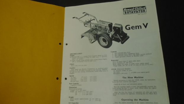 Westlake Plough Parts – Howard Rotavator Gem V Instruction Book 1961 Edition 