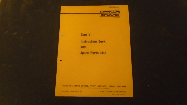Westlake Plough Parts – Howard Rotavator Gem V Instruction Book 1961 Edition 