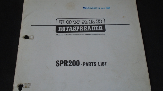 Westlake Plough Parts – Howard Rotaspreader Spr200 Parts List 