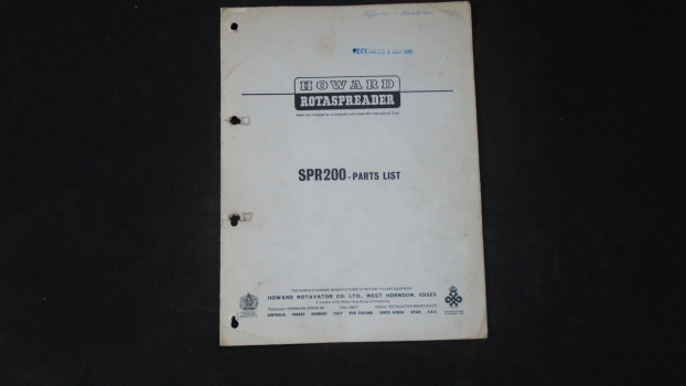 Westlake Plough Parts – Howard Rotaspreader Spr200 Parts List 