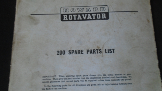 Westlake Plough Parts – Howard Rotavator 200 Spare Parts List 