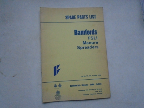 Westlake Plough Parts – Bamford Fsl1 Manure Spreaders Parts List 