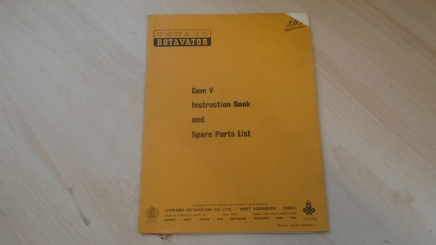 Westlake Plough Parts – Howard Book Gem V Instruction & Parts List 