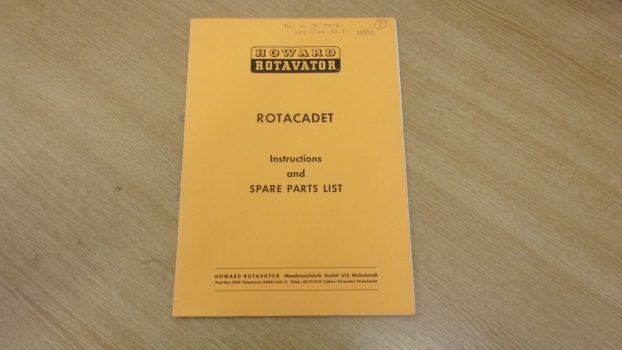 Westlake Plough Parts – Howard Rotavator Rotacadet Instructions And Parts List 