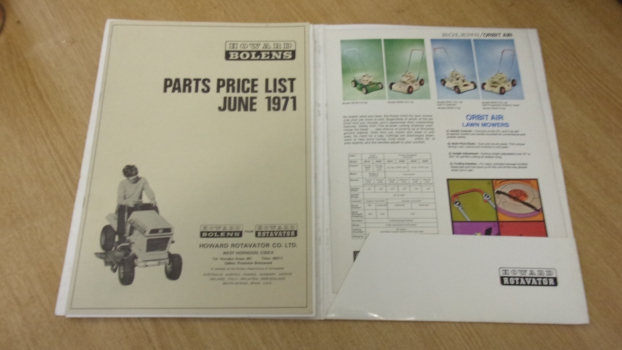 Westlake Plough Parts – Howard Rotavator Bolens Parts Price List June 1971 