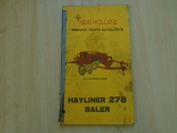 New Holland Hayliner 278 Baler Service Parts Catalogue  New Holland Hayliner 278 Baler Service Parts Catalogue       USED