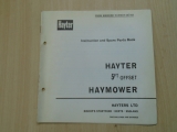 Hayter Haymower 5 Foot Offset Instructions & Parts Book 