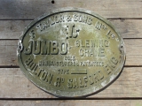 ALUMINIUM Makers Name Plate Taylor & Son Jumbo Slewing Crane Sign  Aluminium Makers Name Plate Taylor & Son Jumbo Slewing Crane Sign       USED