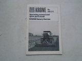 Krone Rotary Harrow Manual And Parts Book 