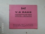 Lely V-8 RAKE INSTRUCTION AND PARTS MANUAL 15 PAGES 