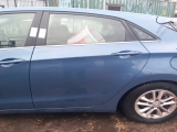 Hyundai I30 5 Door Hatchback 2012-2016 DOOR BARE (REAR PASSENGER SIDE) Blue V3u  2012,2013,2014,2015,2016Hyundai I30 5 Door Hatchback 2012-2016 Comlete Door Rear Passenger NSR Blue V3U      Used